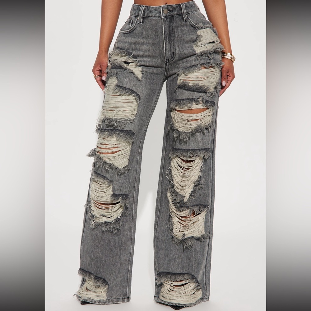 Fashion Nova Gray Flare Leg Jeans